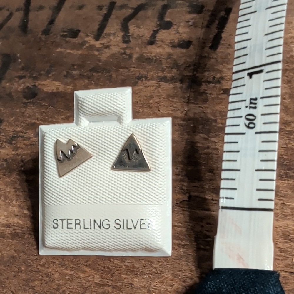 Sterling Silver Triangle Stud Earrings - Silver